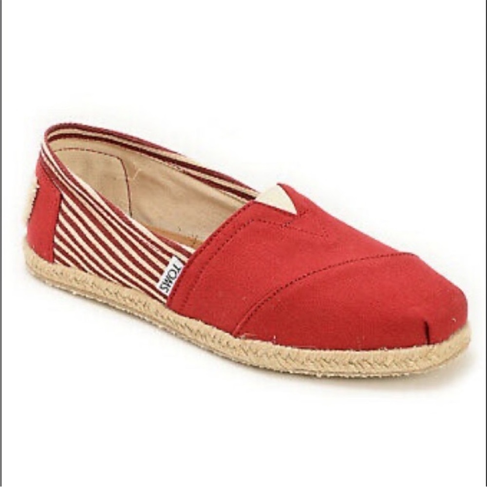 TOMS Classics University Red Slip On Flats 6